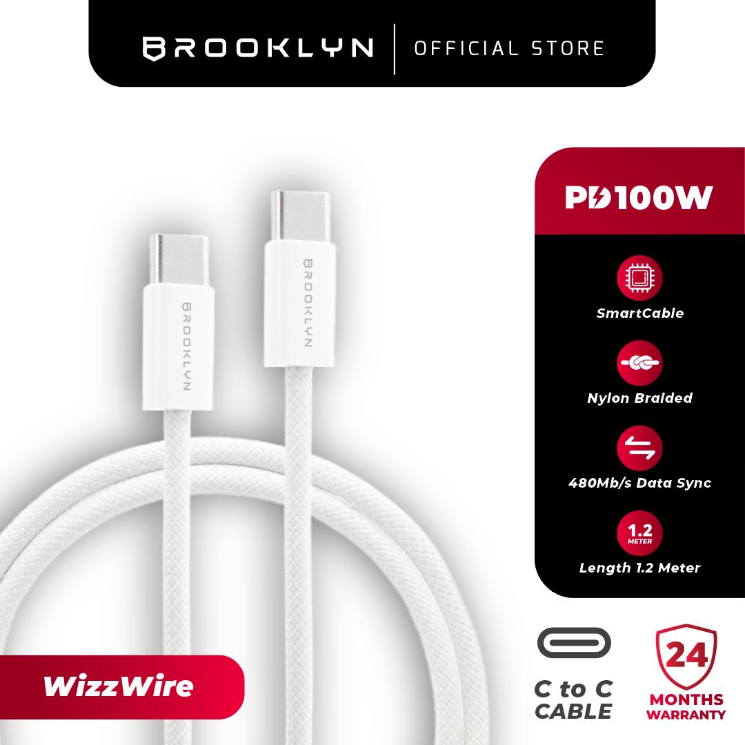 WizzWire Type C to C 100W Smart E-Marker Fast Charging 1,2m Cable Data BC-C8 For Apple & Android