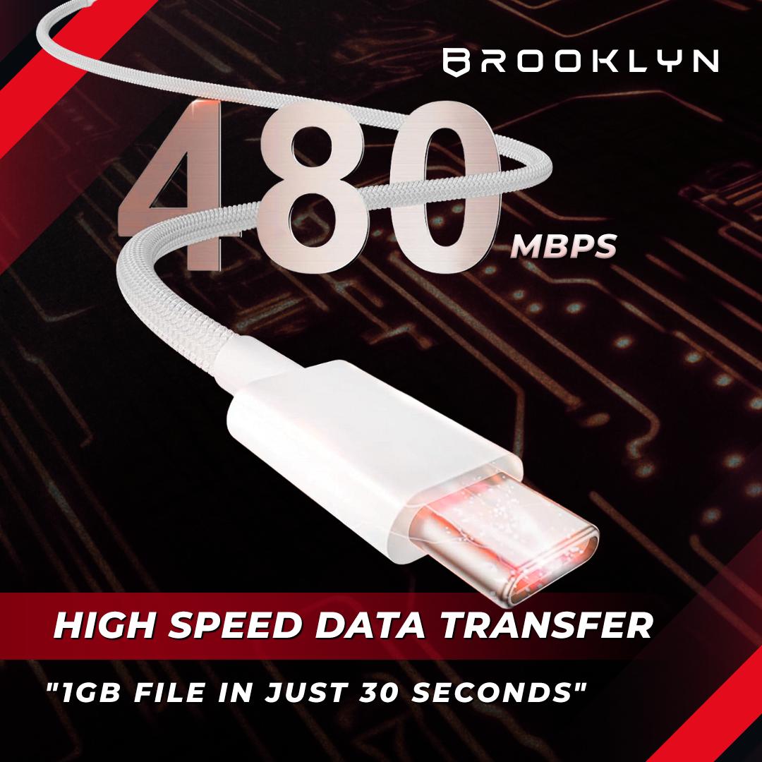 WizzWire Type C to C 100W Smart E-Marker Fast Charging 1,2m Cable Data BC-C8 For Apple & Android