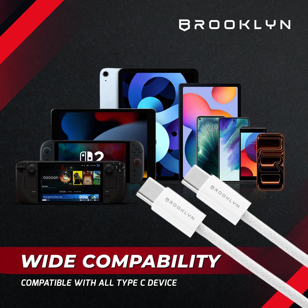 WizzWire Type C to C 100W Smart E-Marker Fast Charging 1,2m Cable Data BC-C8 For Apple & Android