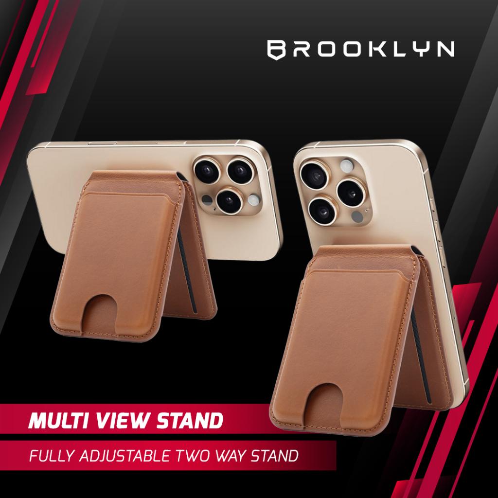 Brooklyn Leather MagSafe Wallet RFID Anti Theft With Stand / Non Stand