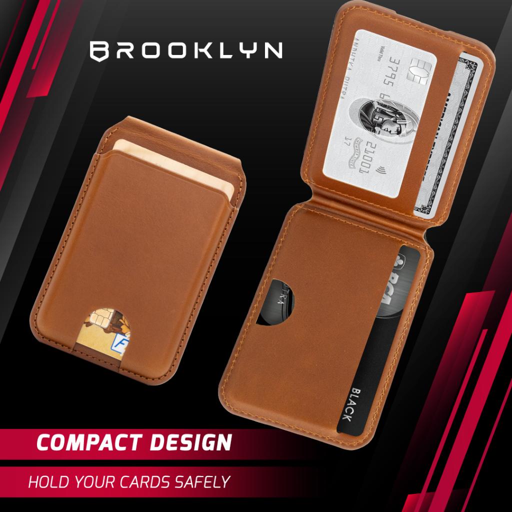 Brooklyn Leather MagSafe Wallet RFID Anti Theft With Stand / Non Stand