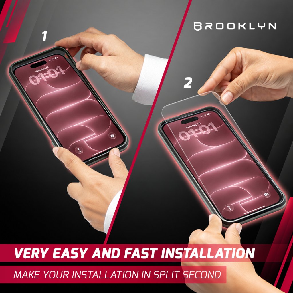[No Border 3D Curve] Brooklyn 3D No Border Curve Tempered Glass iPhone 15 / Plus / Pro / Max