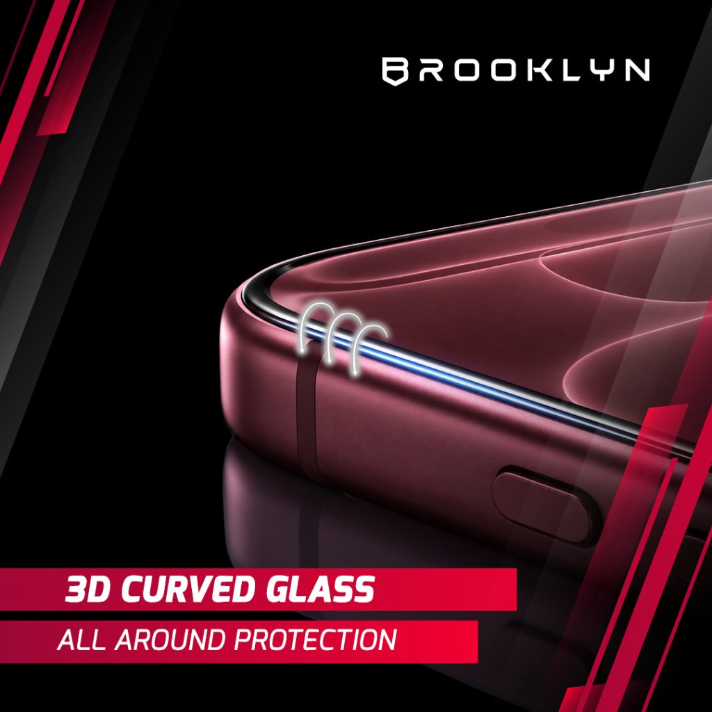 [No Border 3D Curve] Brooklyn 3D No Border Curve Tempered Glass iPhone 15 / Plus / Pro / Max