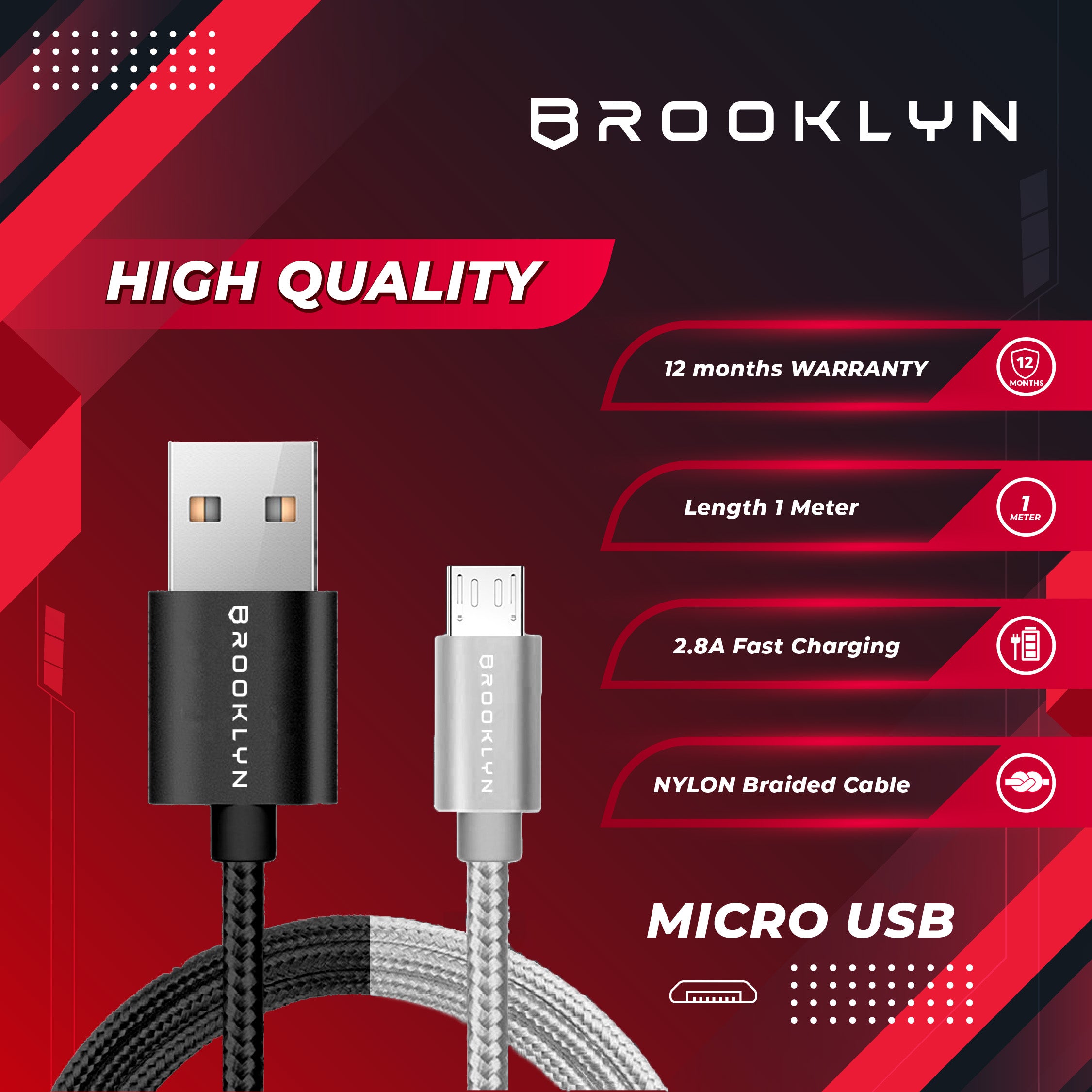 Cable Data USB A to Micro USB Fast Charging BC-M1