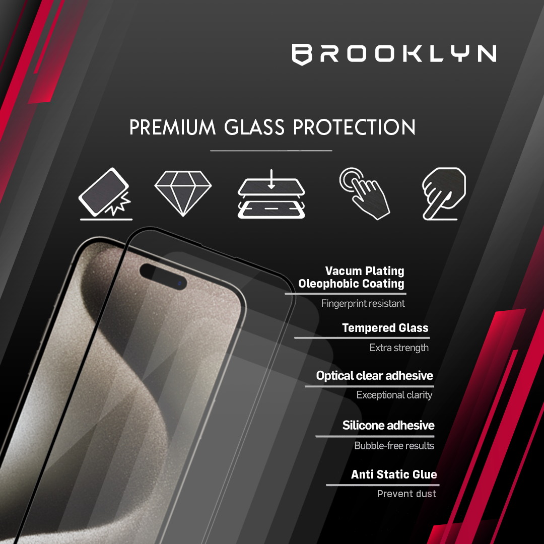Brooklyn Ultra Thin Tempered Glass iPhone 15/14/13/12/11/X XR XS MAX Mini Pro Max Full Cover Protection