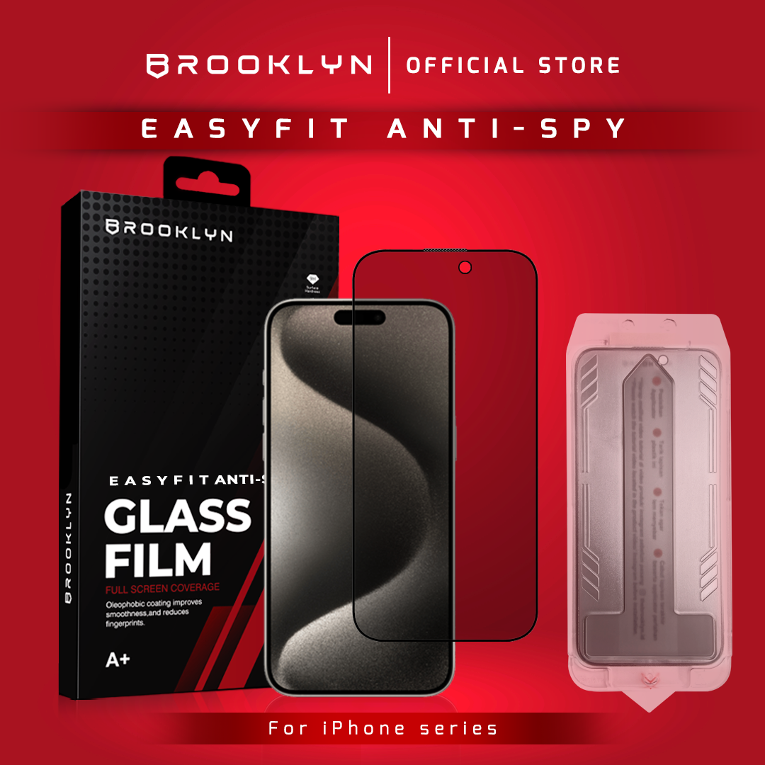 Brooklyn EasyFit Privacy Tempered Glass iPhone 15/14/13/12/11/X XR XS MAX Mini Pro Max Plus Full Cover Anti Spy Protection