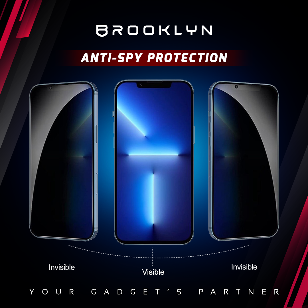 Brooklyn EasyFit Privacy Tempered Glass iPhone 15/14/13/12/11/X XR XS MAX Mini Pro Max Plus Full Cover Anti Spy Protection