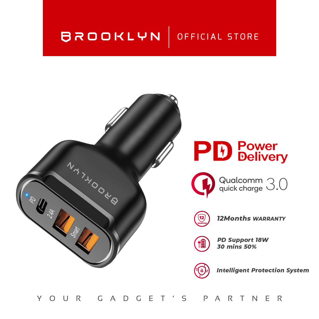 Car Charger Adapter 3 Port PD20W Quick Charge 3.0 BK-CC1