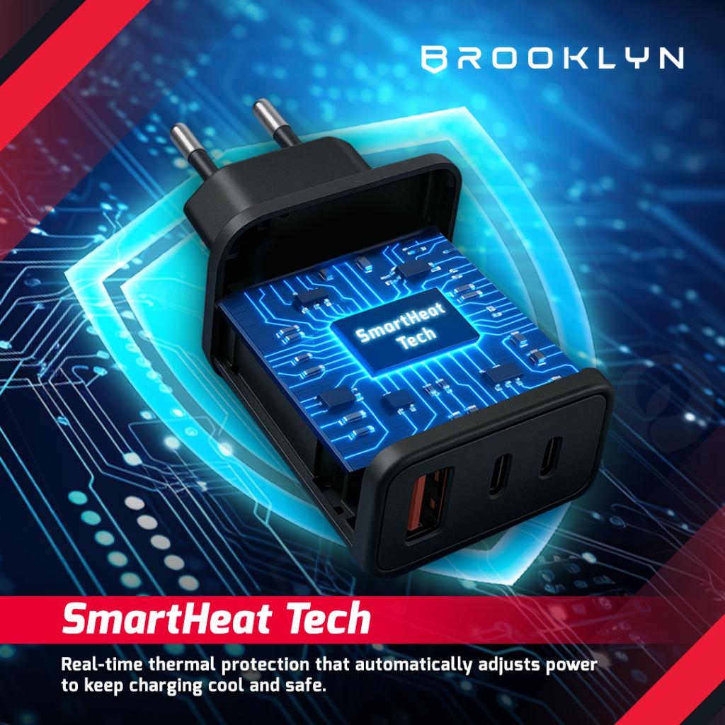 WizzPower 65W Wall Charger Adapter 3 Port SmartHeat Tech TUV Certified Power Delivery BK-W19