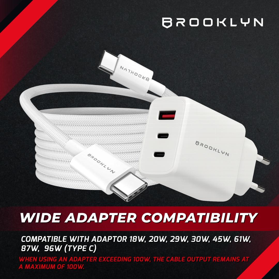 WizzWire Type C to C 100W Smart E-Marker Fast Charging 1,2m Cable Data BC-C8 For Apple & Android