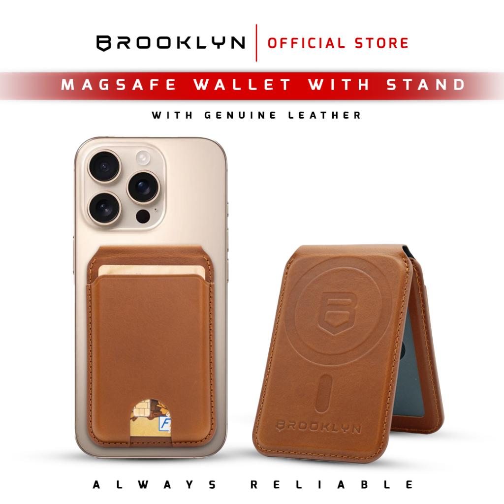 Brooklyn Leather MagSafe Wallet RFID Anti Theft With Stand / Non Stand
